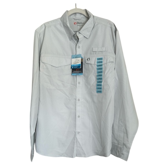 White Casual Button Down Shirt Lightweight Cotton Blend - Picture 1 of 9